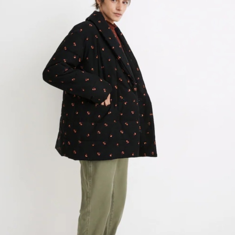 Madewell Corduroy Dumont Quilted Jacket Amie Floral XS Warm Puffer Winter Coat